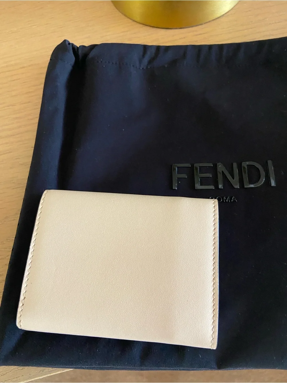 Fendi Roma Beige Bifold Wallet w/ Snap Closure, RFID Blocking, Logo